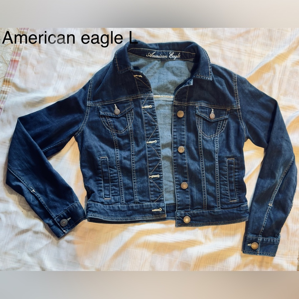American Eagle Outfitters Dark Blue Denim Jean Jacket